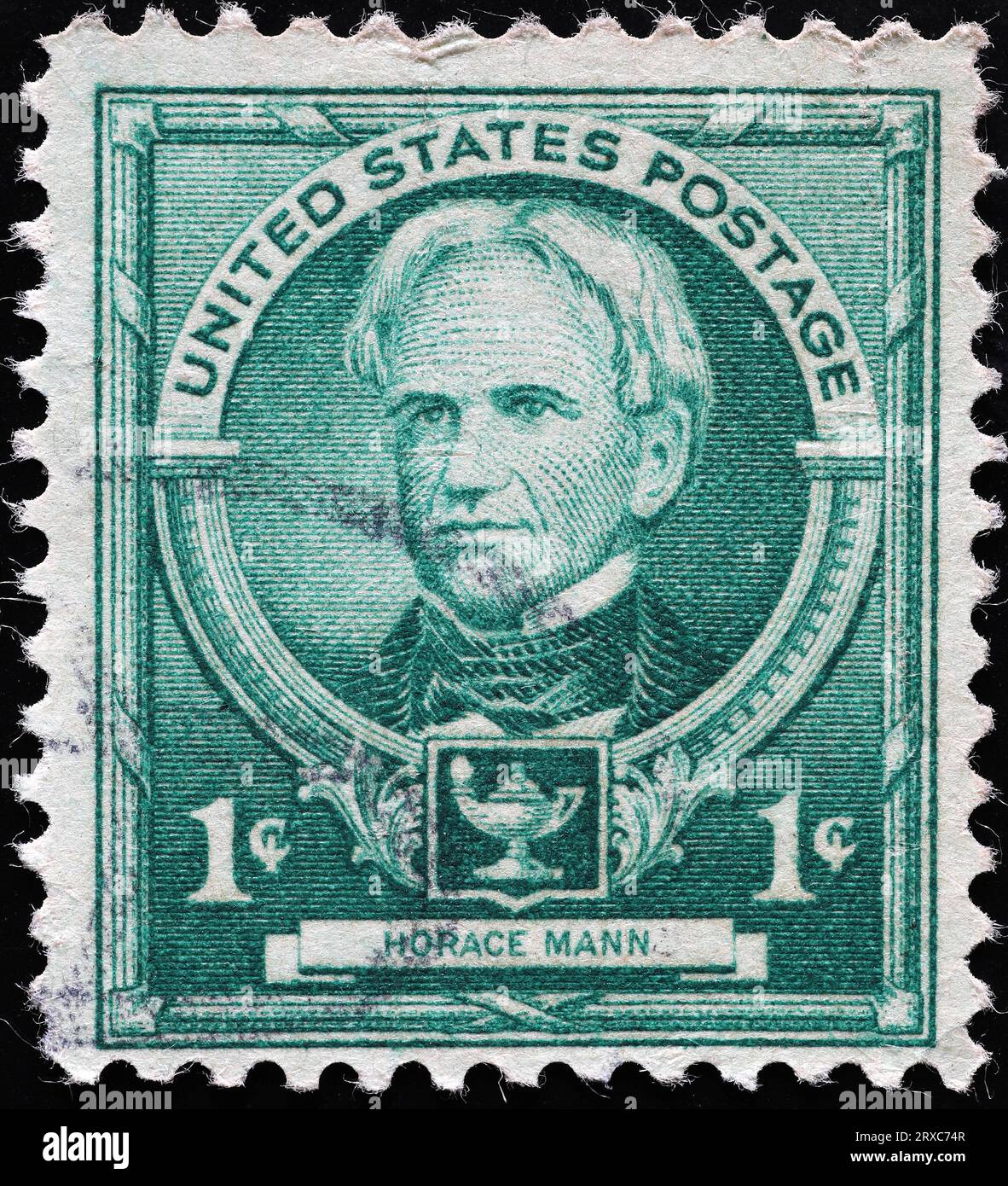 Politicien Horace Mann sur vieux timbre américain Banque D'Images