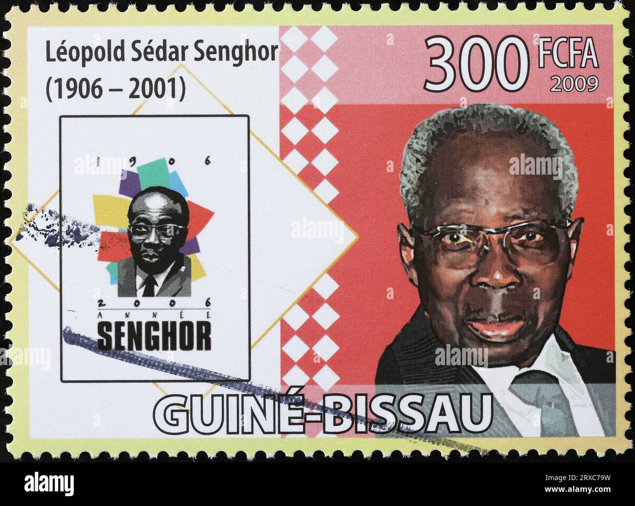 Poète sénégalais Léopold Sédar Senghor sur timbre-poste Banque D'Images