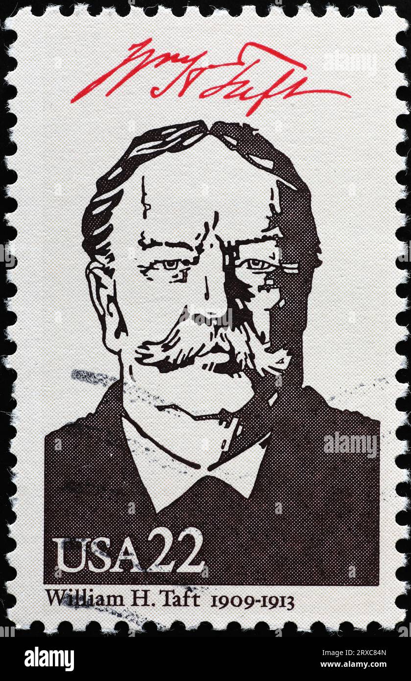 Le président AMÉRICAIN William Howard Taft sur un timbre américain vintage Banque D'Images
