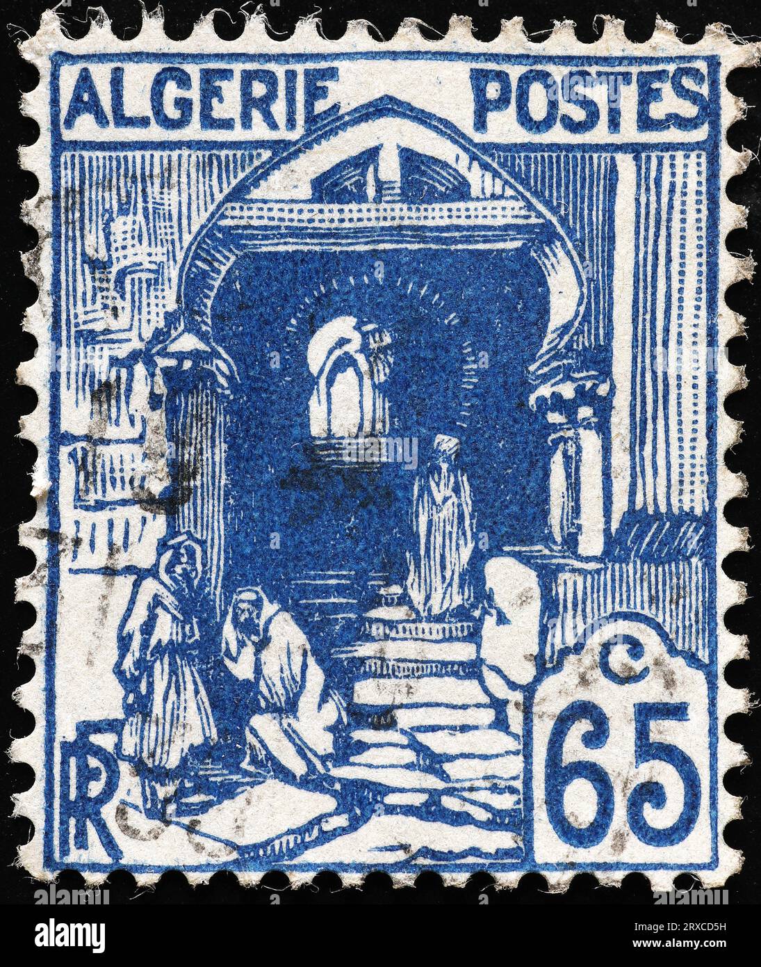 Ancien timbre-poste algérien Banque D'Images