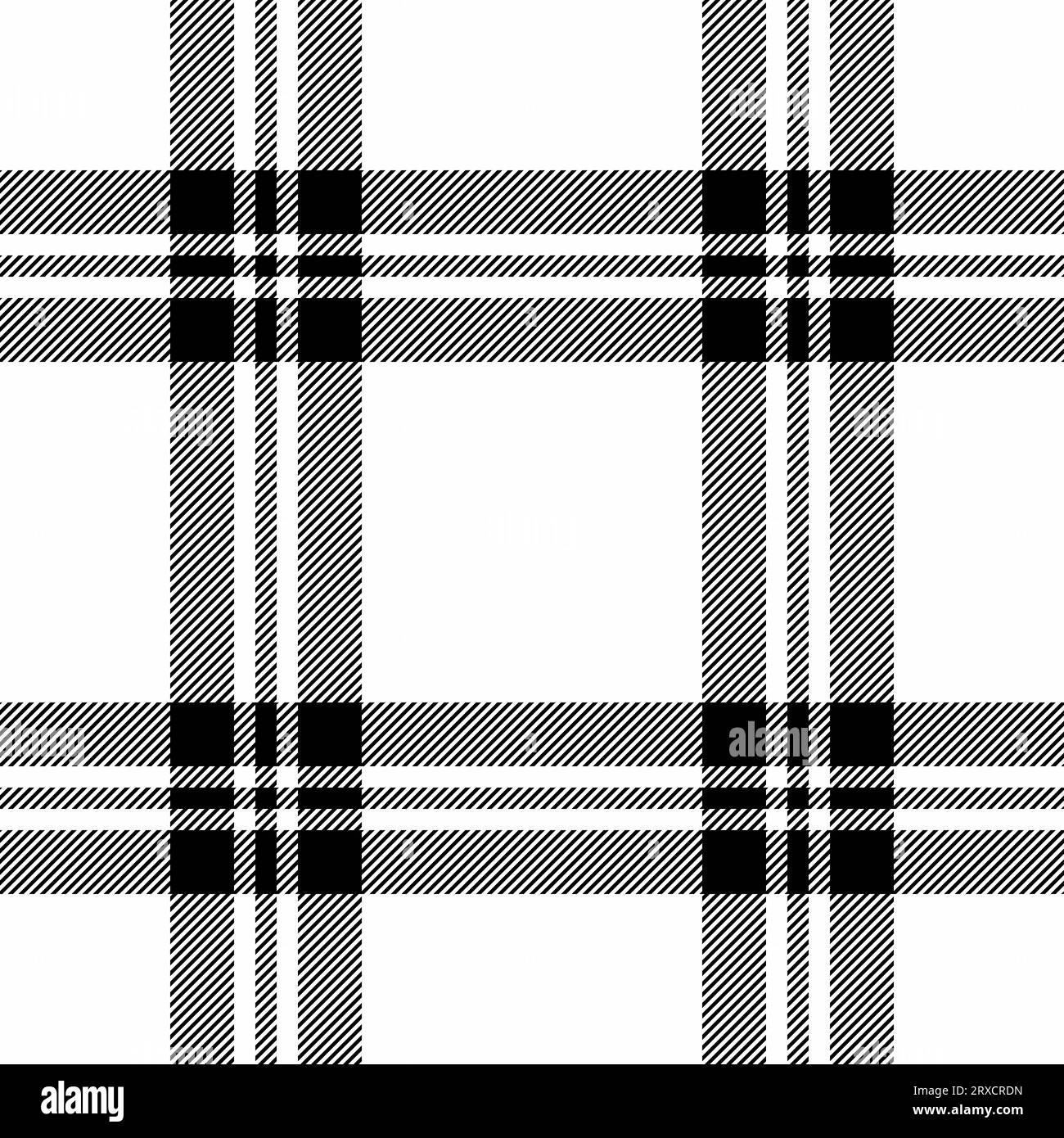 Tissu Check Seamless de motif écossais tartan avec un textile vecteur de texture de fond dans des couleurs blanches et noires. Illustration de Vecteur