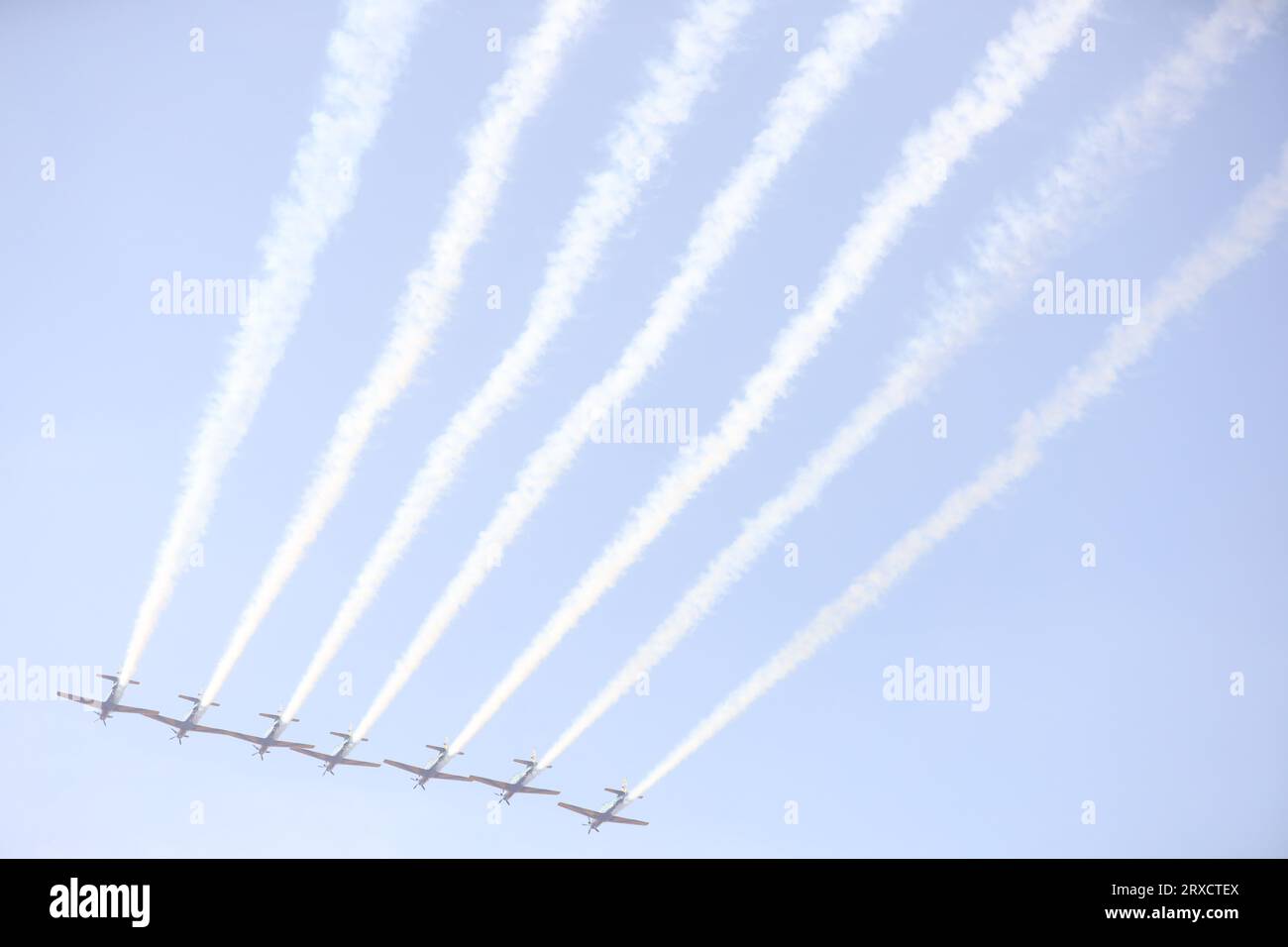 Sao Paulo, Brésil. 24 septembre 2023. Smoke Squadron survole le stade Morumbi avant la finale de la Copa do Brasil entre São Paulo et Flamengo, ce dimanche 24 septembre 2023. (Photo : Marina Uezima) crédit : Brazil photo Press/Alamy Live News Banque D'Images