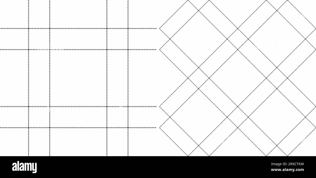 Vérifiez le fond de texture du textile vectoriel à carreaux avec un ensemble sans couture de tissu tartan de motif dans des couleurs monochromes. Illustration de Vecteur