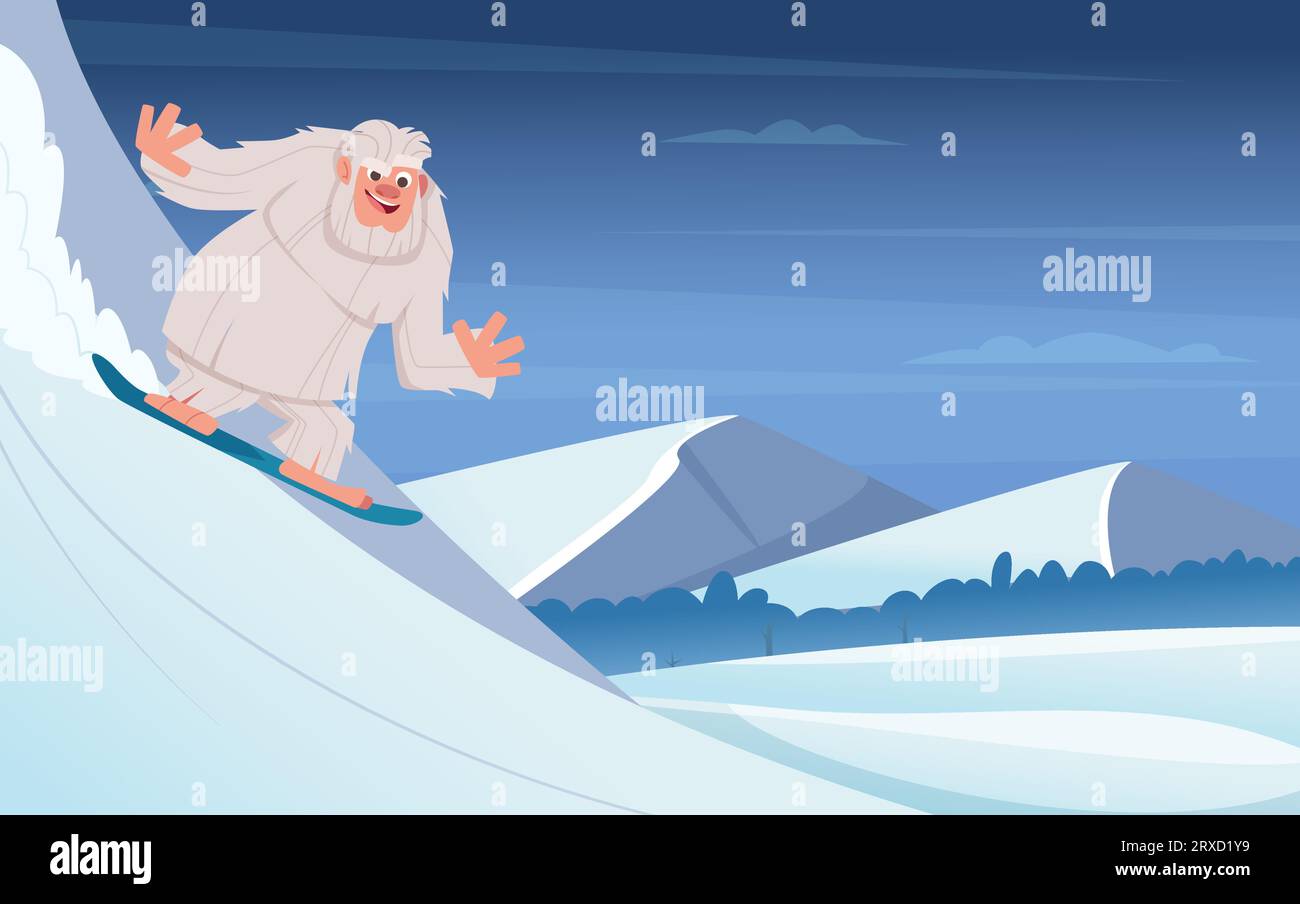 Fond Bigfoot. Modèle exact d'illustration vectorielle de fond de dessin animé de créature de conte de fées sauvage Illustration de Vecteur