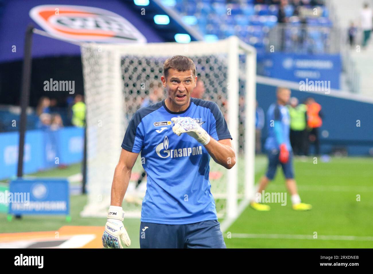 Saint-Pétersbourg, Russie. 24 septembre 2023. Mikhail Kerzhakov (41) de Zenit vu lors du match de football de la Premier League russe entre le Zenit Saint-Pétersbourg et le Lokomotiv Moscou à Gazprom Arena. Score final ; Zenit 1:2 Lokomotiv Moscou. Crédit : SOPA Images Limited/Alamy Live News Banque D'Images