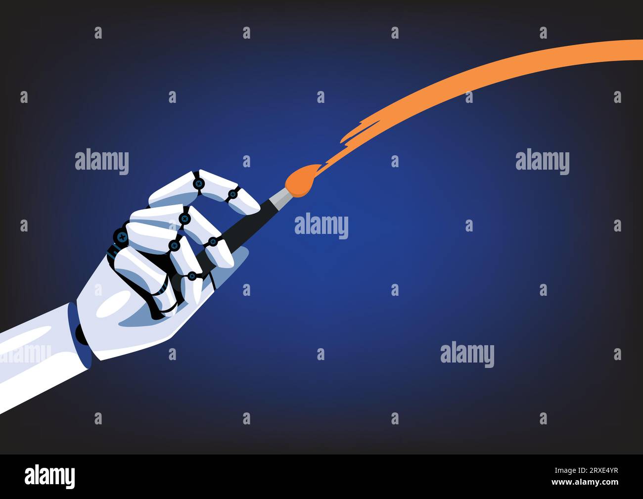 Brosse à peinture artistique à main d'intelligence artificielle. Robotique chargé avec des algorithmes intelligents et des programmes de reconnaissance pour créer et dessiner des images Illustration de Vecteur