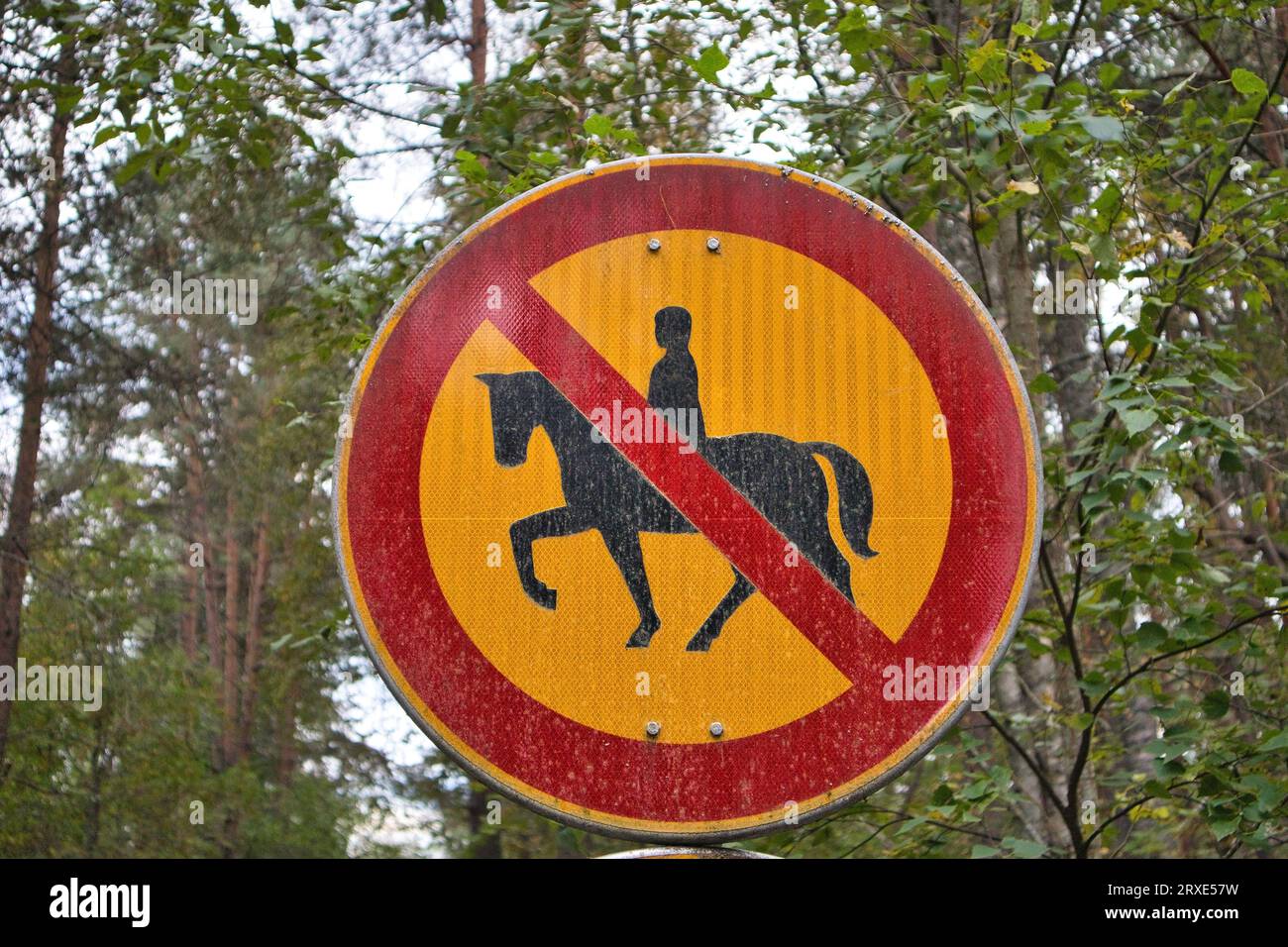 panneau de signalisation, pas d'équitation Banque D'Images