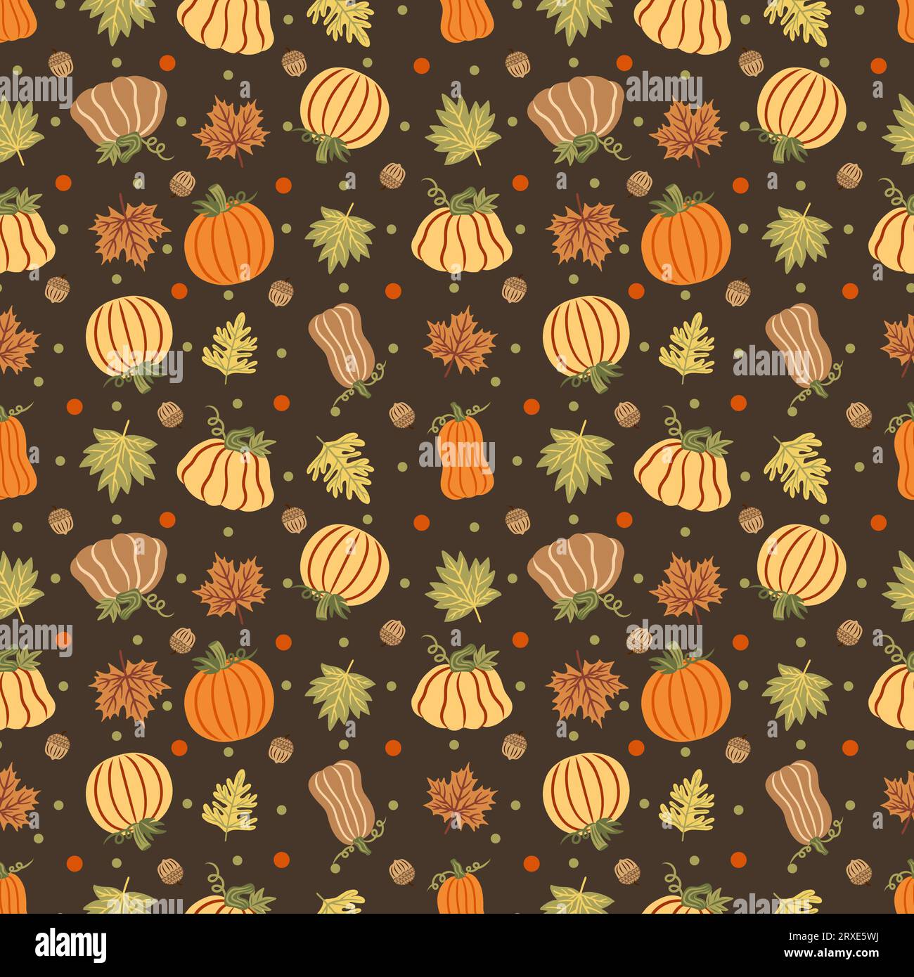 Citrouilles d'automne et gourdes Seamless Pattern Design Banque D'Images