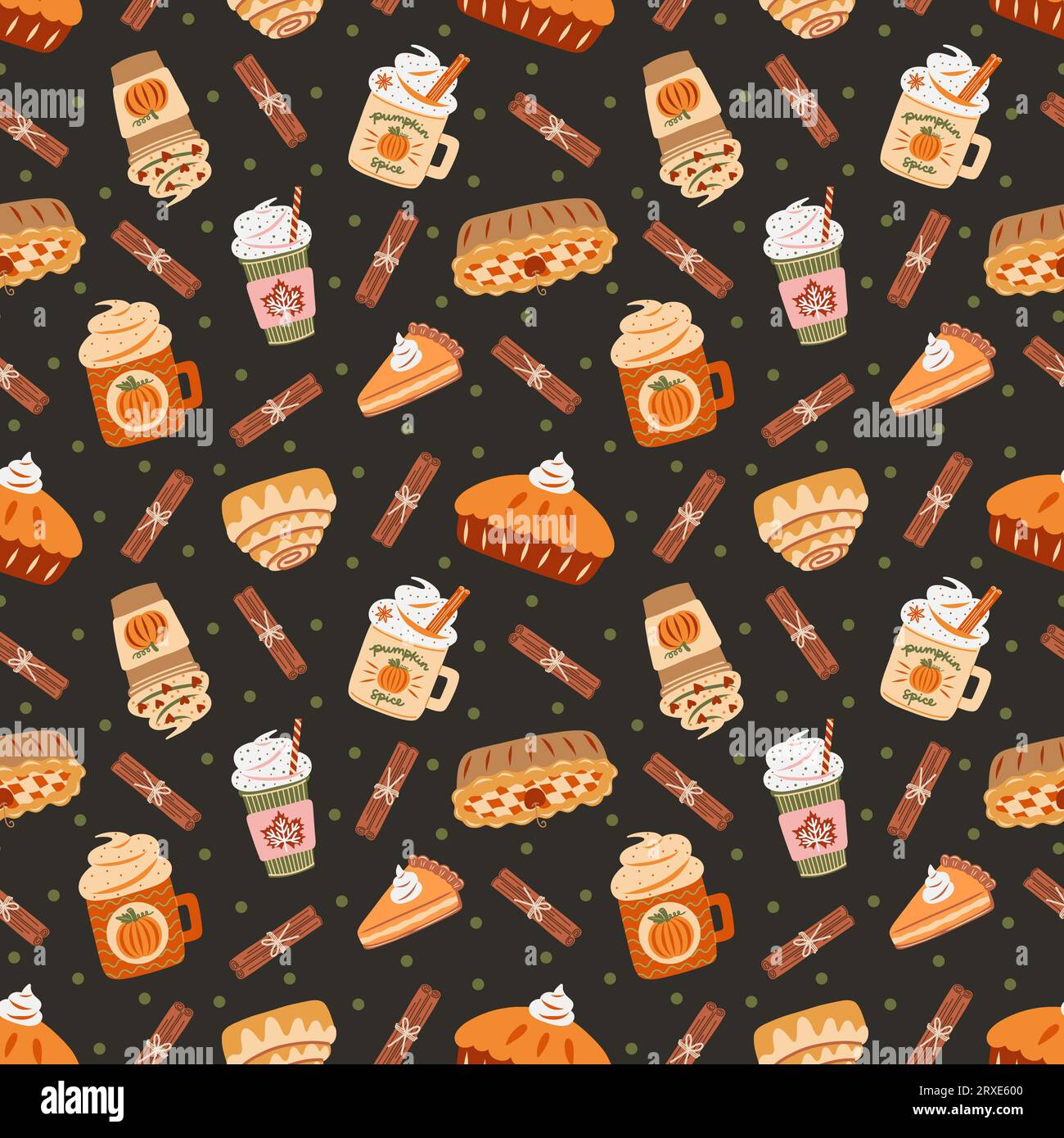 Friandises d'automne et Fall favorites Seamless Pattern Design Banque D'Images