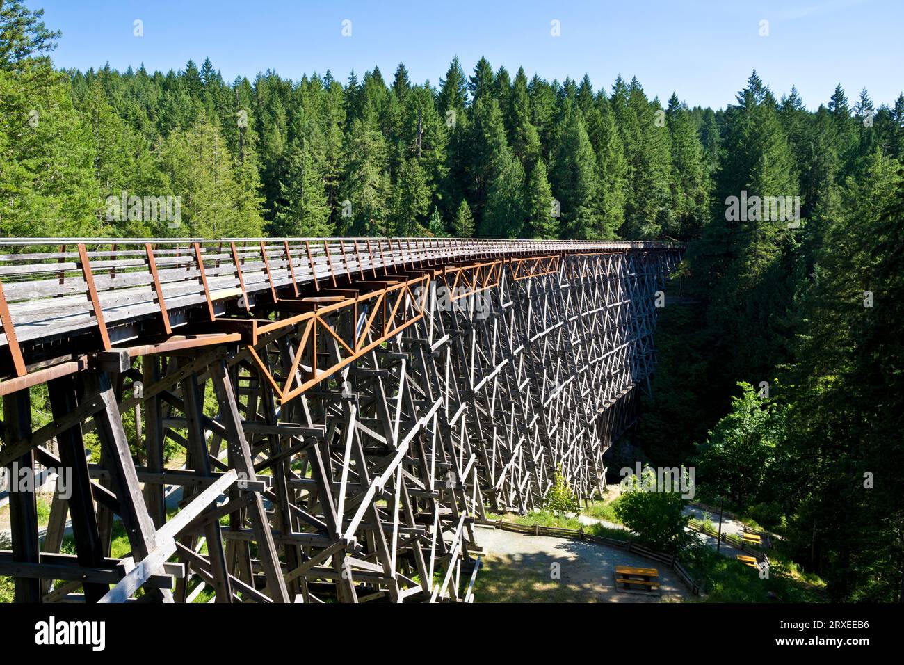 Kinsol Trestle, un ancien pont ferroviaire sur l'île de Vancouver, qui est maintenant un sentier pédestre et cyclable. Endroit pittoresque dans la vallée de Cowichan, en Colombie-Britannique. Banque D'Images