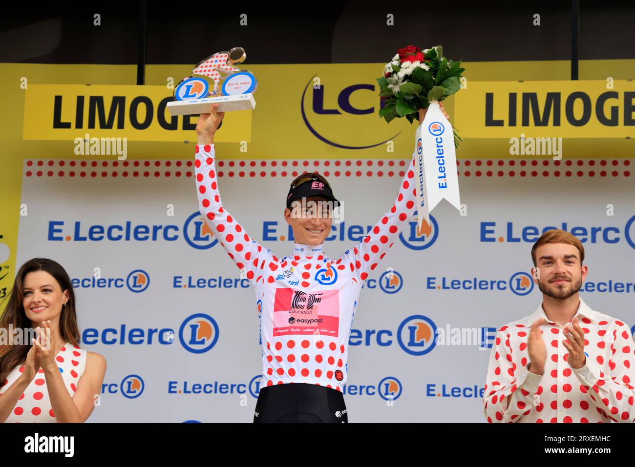 Veste Cycliste Meilleur Grimpeur – Blanc à Pois Rouges, Taille M, Polyester