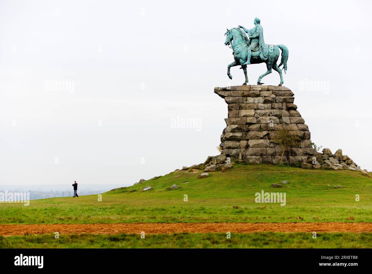 Le Copper Horse sur Snow Hill. Banque D'Images