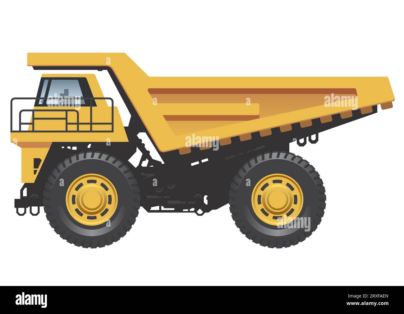 Camion à benne basculante jaune géant isolé sur Un fond blanc, illustration vectorielle. Illustration de Vecteur