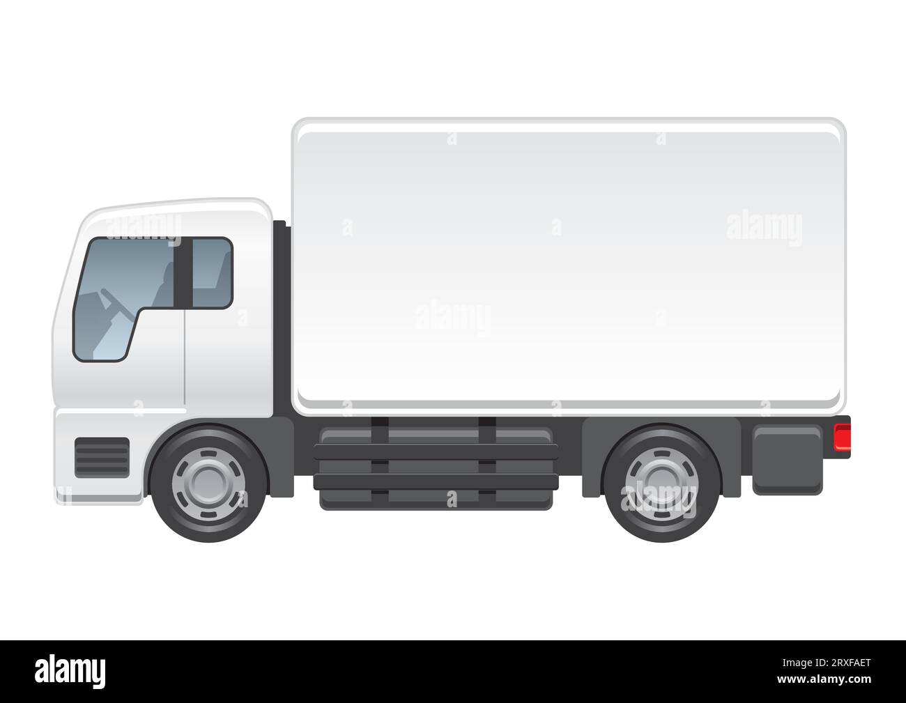 Vector White Delivery Truck vue latérale Illustration isolé sur Un fond blanc. Illustration de Vecteur