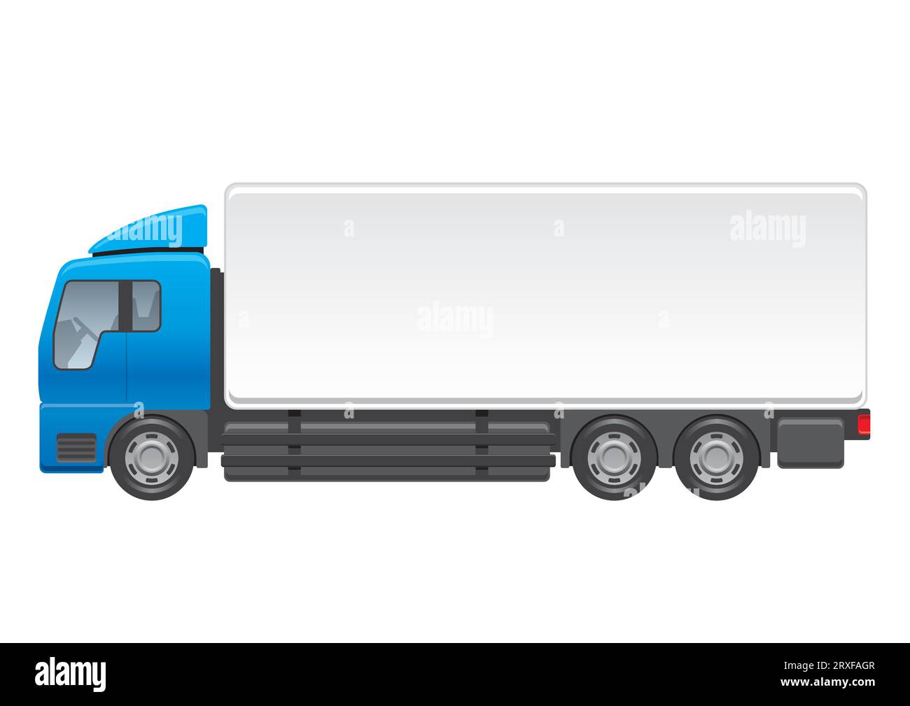 Vector Blue lourd camion avec Un Carge blanc vue latérale Illustration isolé sur Un fond blanc. Illustration de Vecteur