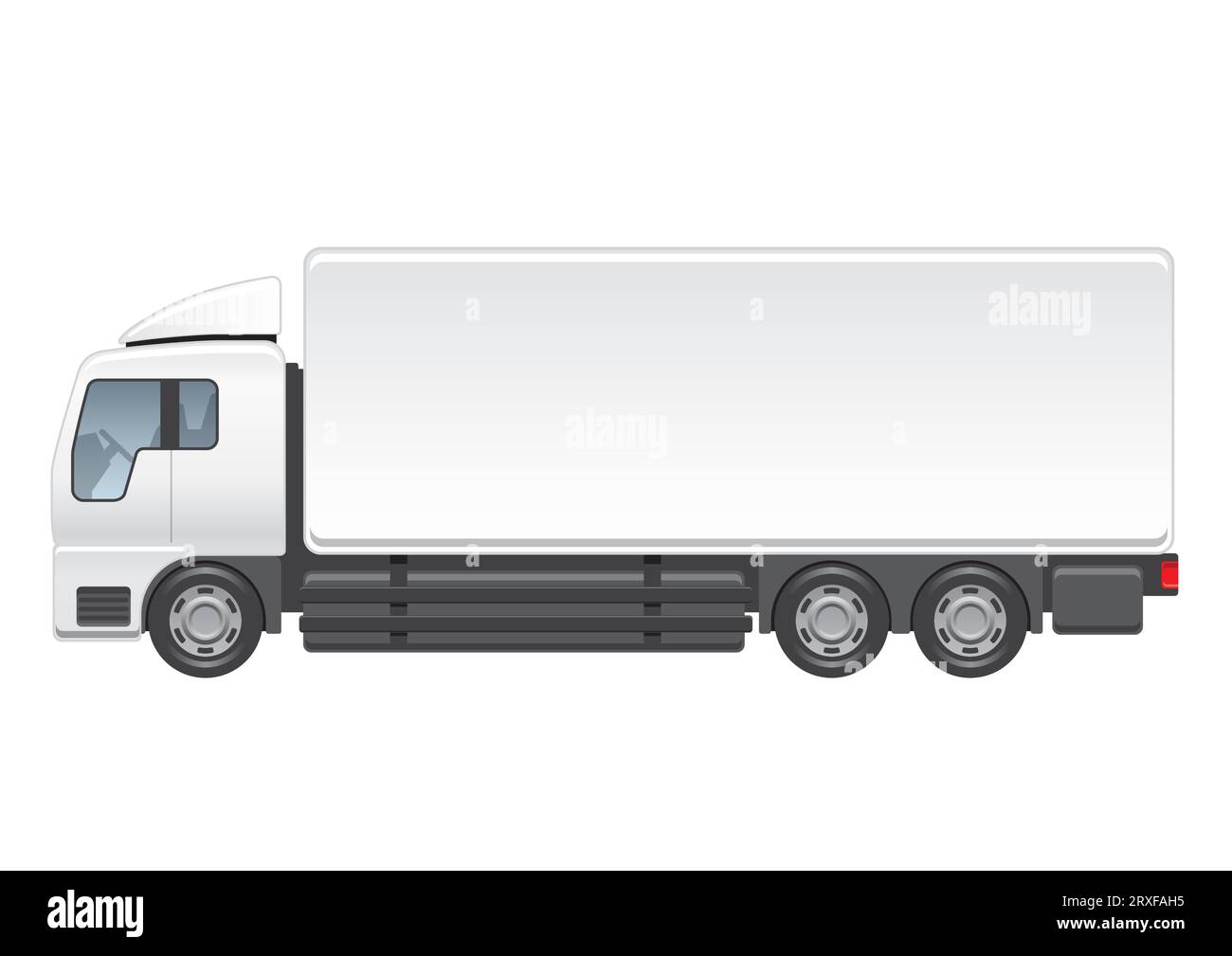 Vector White Heavy Truck Side View Illustration isolé sur Un fond blanc. Illustration de Vecteur