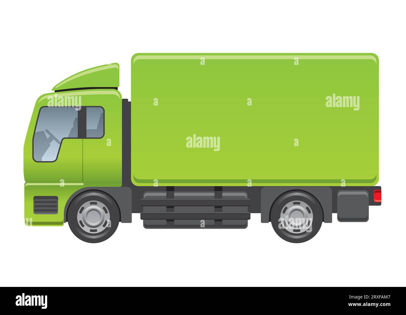 Vector Green livraison Truck vue latérale Illustration isolé sur Un fond blanc. Illustration de Vecteur