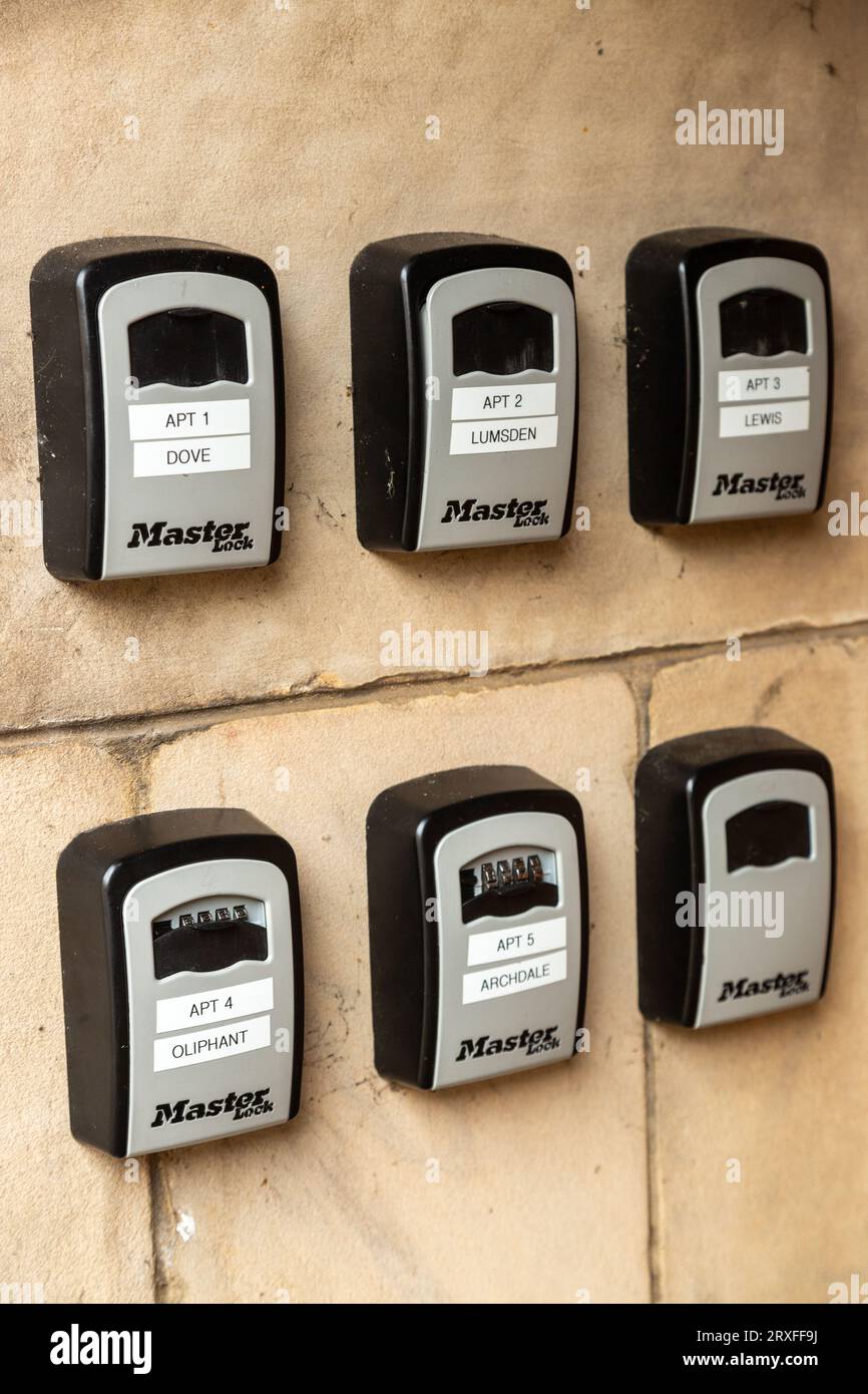 Coffres-forts clés sur un mur à St Andrews Fife Banque D'Images