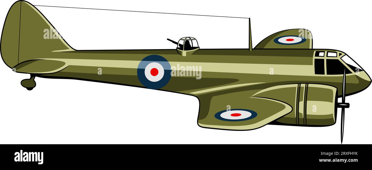 Bristol Blenheim Light Bomber (1935). Avions WW II. Avion vintage. Vecteur clipart isolé sur blanc. Illustration de Vecteur