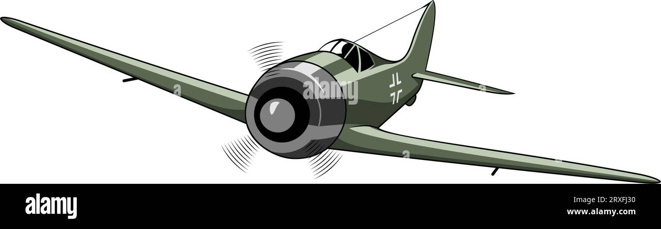 Avion de chasse FW 190 (1944). Avions WW II. Avion vintage. Vecteur clipart isolé sur blanc. Illustration de Vecteur
