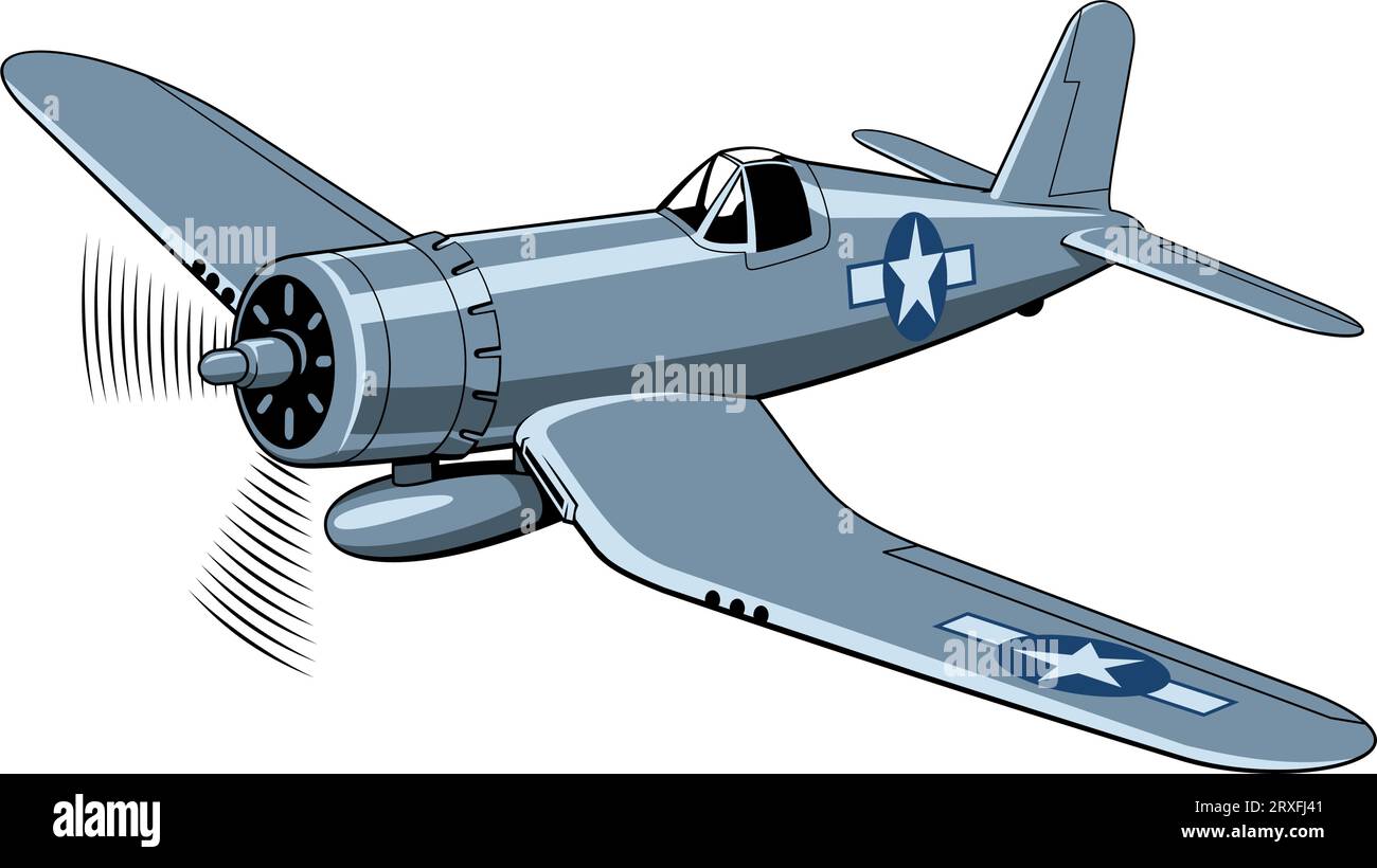 Avion de chasse porteur Corsair 1942. Avions WW II. Avion vintage. Vecteur clipart isolé sur blanc. Illustration de Vecteur