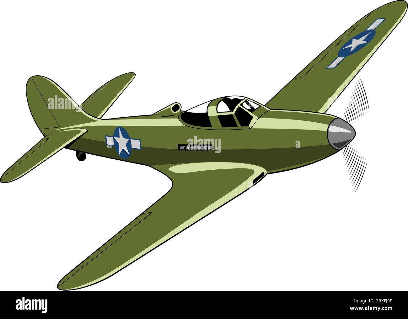 Avion de chasse Kingcobra (Aircobra) 1942. Avions WW II. Avion vintage. Vecteur clipart isolé sur blanc. Illustration de Vecteur