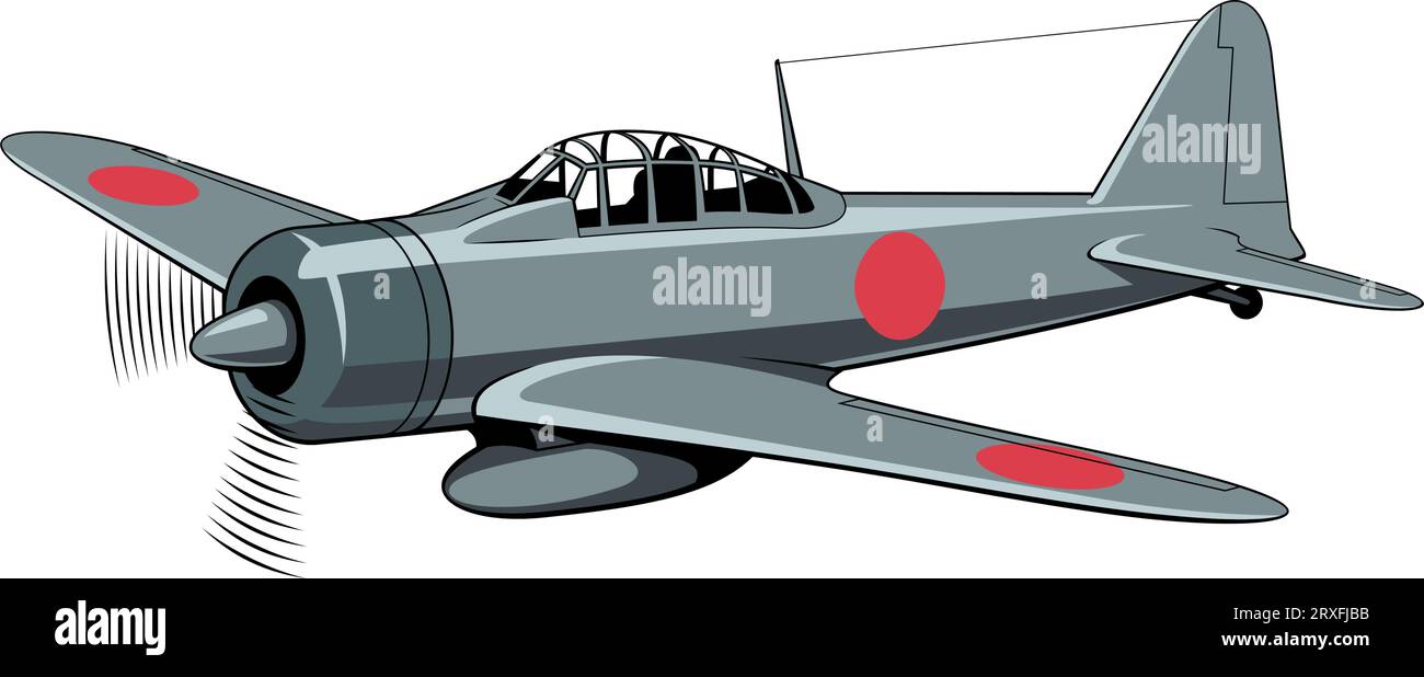 Avion de chasse japonais Zero (1940). Avions WW II. Avion vintage. Vecteur clipart isolé sur blanc. Illustration de Vecteur