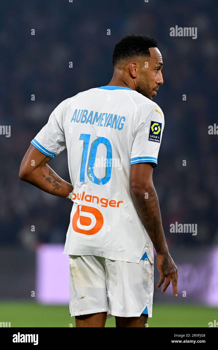 Paris, France. 24 septembre 2023. Julien Mattia/le Pictorium - PSG - Marseille - 24/09/2023 - France/Ile-de-France (région)/Paris - Pierre-Emerick Aubameyang lors de la Ligue 1 Ubereats Classico entre le PSG et l'Olympique de Marseille au Parc des Princes le 24 septembre 2023. Crédit : LE PICTORIUM/Alamy Live News Banque D'Images