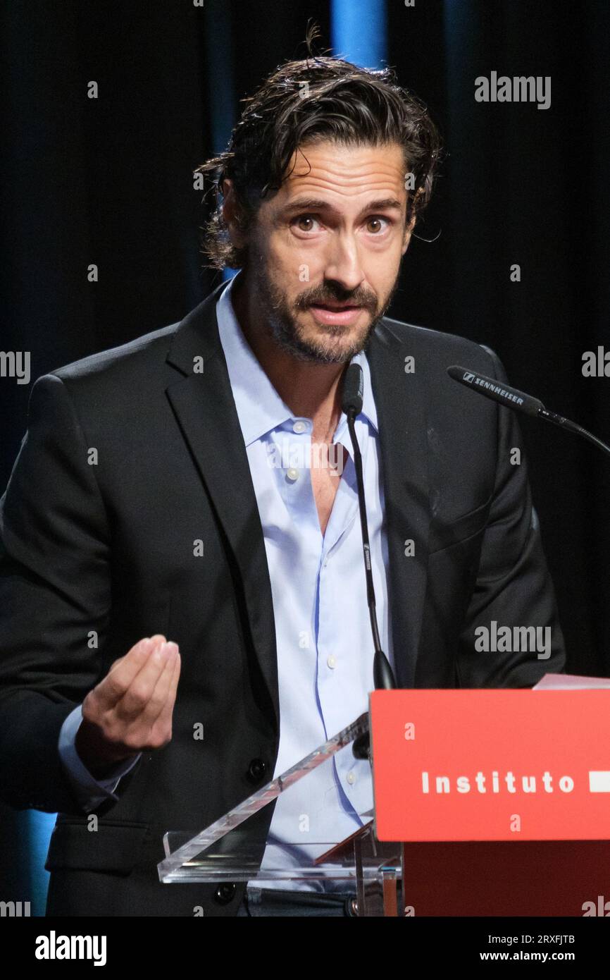 Juan Diego Botto lors de la cérémonie de clôture de la "Journée européenne des langues", à l'Institut Cervantes, le 25 septembre 2023 à Madrid, Espagne (photo Oscar Gonzalez/Sipa USA) (photo Oscar Gonzalez/Sipa USA) Banque D'Images