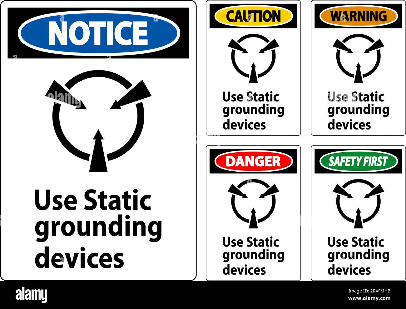 Panneau d'avertissement utiliser des dispositifs de mise à la terre statiques Illustration de Vecteur