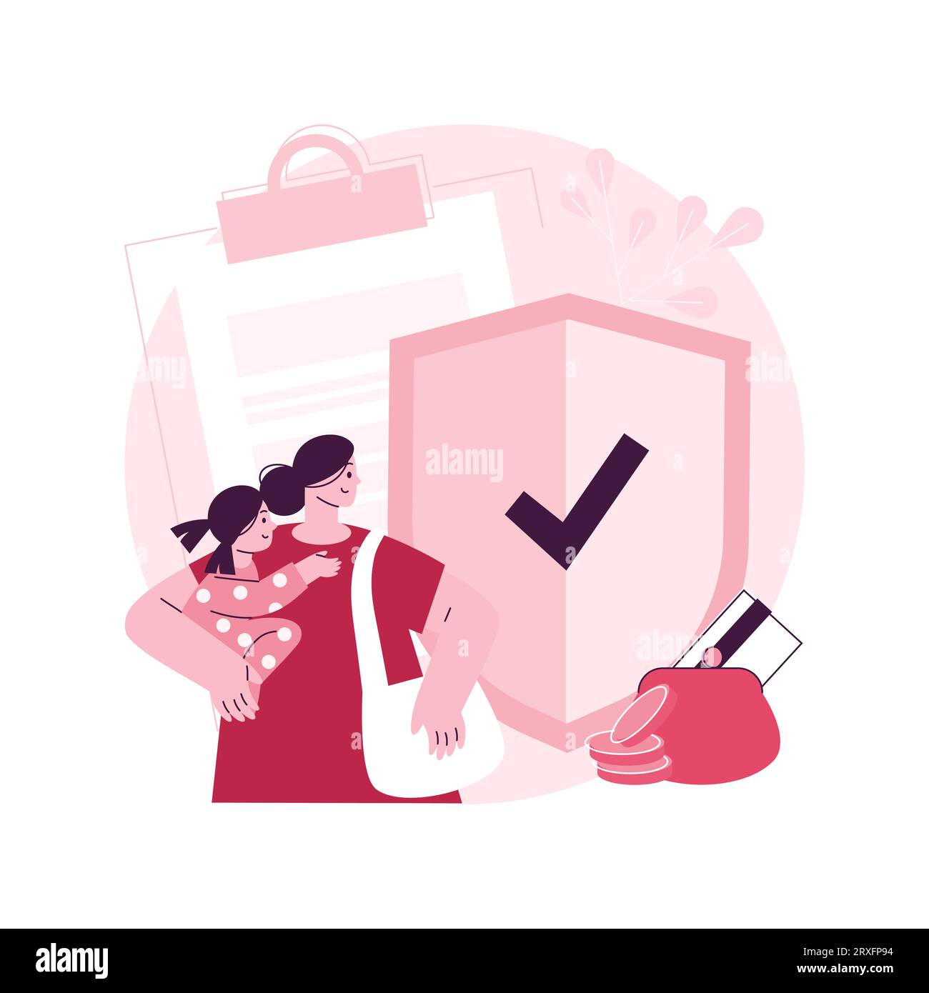 Illustration du vecteur de concept abstrait de l'allocation parentale. Congé parental, domicile avec enfant, recherche de travail, paiement de la mère, capital de maternité, une mère seule, de l'argent de poche, une métaphore abstraite d'alimony. Illustration de Vecteur