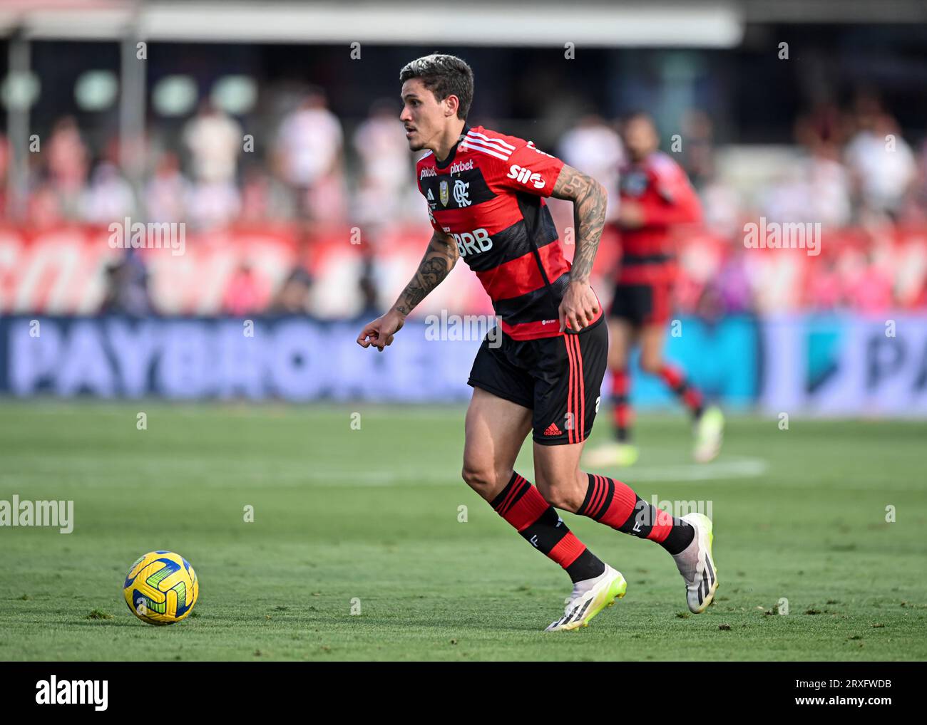 24 septembre 2023, stade Morumbi, Sao Paulo, Brésil ; finale de la coupe du Brésil, Sao Paulo contre Flamengo : Pedro de Flamengo Banque D'Images