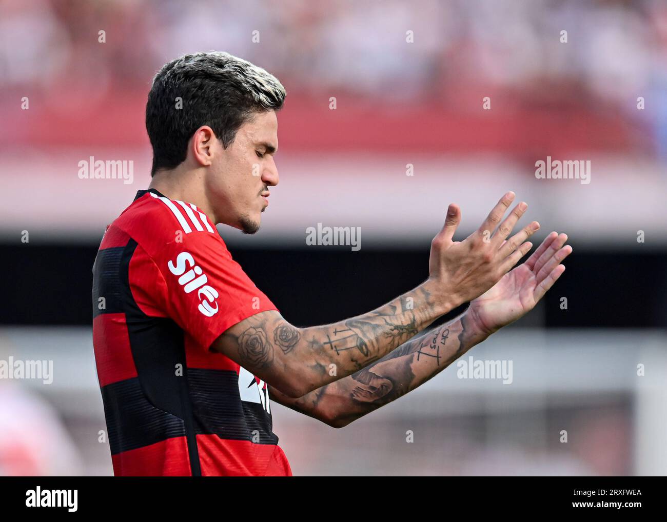 24 septembre 2023, stade Morumbi, Sao Paulo, Brésil ; finale de la coupe du Brésil, Sao Paulo contre Flamengo : Pedro de Flamengo Banque D'Images