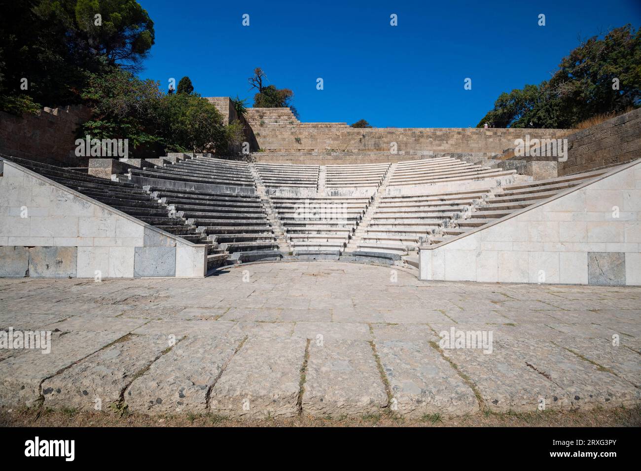 Odeion, Acropole de Rhodes, ville, île de Rhodes, Dodécanèse, Grèce Banque D'Images