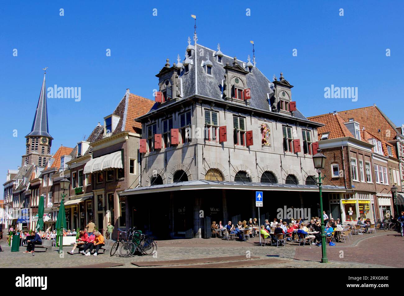 Restaurant et Sidewalk Cafe de Waag, ancien pont-bascule, Hoorn, pays-Bas Banque D'Images