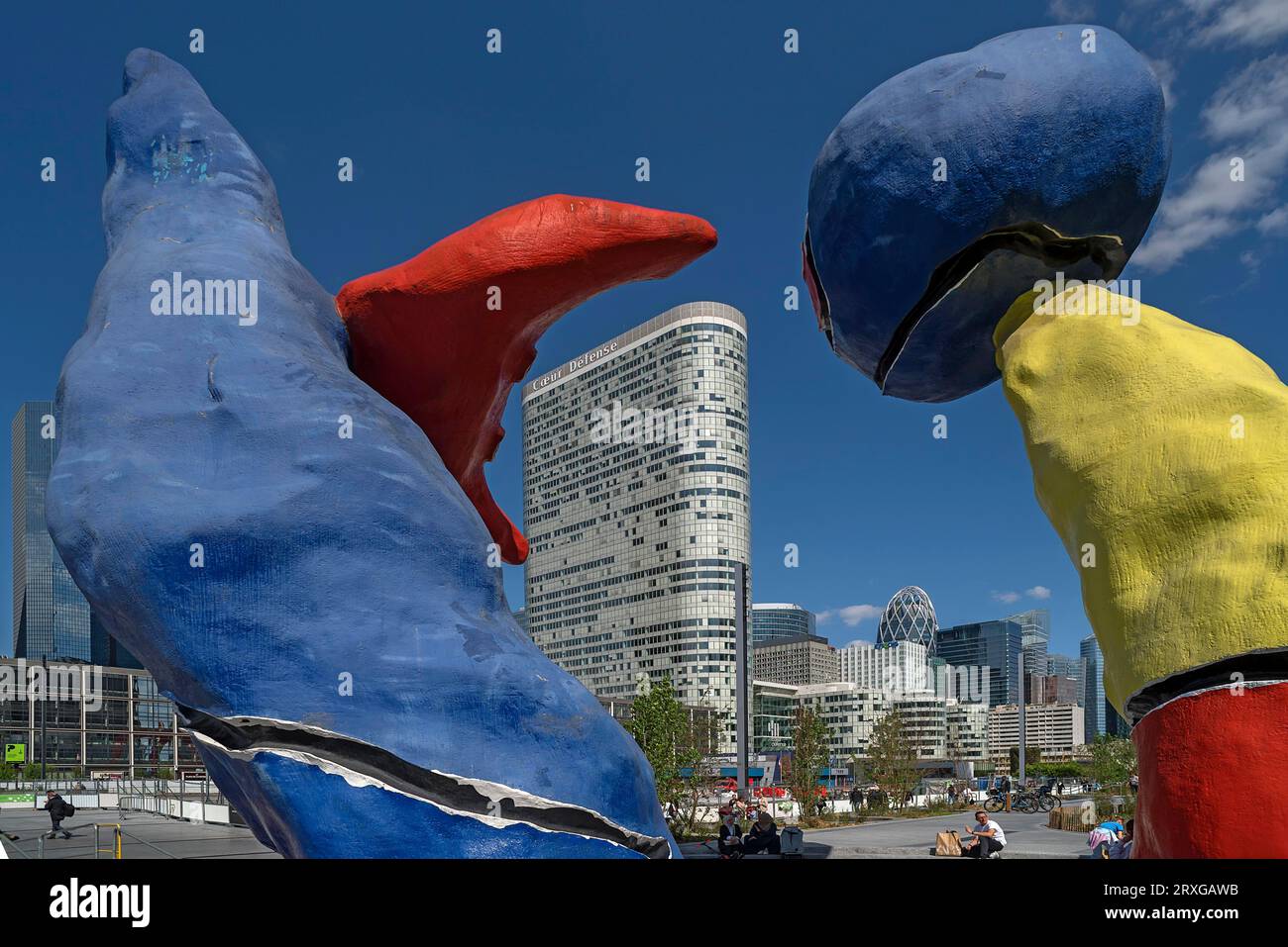 Œuvre de Joan Miro, la Défense, le nouveau quartier haut, le plus grand quartier de bureaux en Europe, Paris, France Banque D'Images