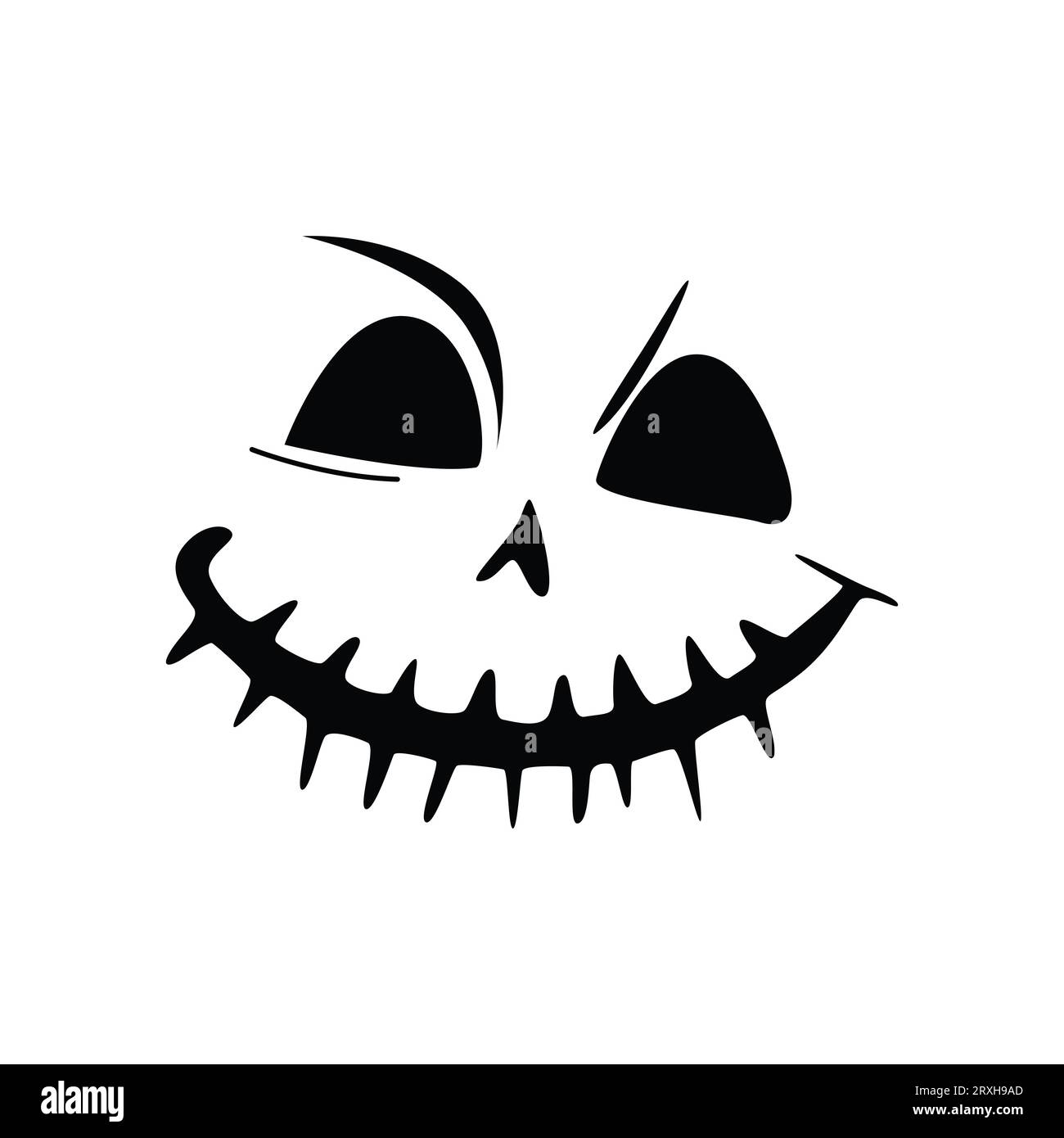 Icône Black Creepy visage expression Vector - Illustration faciale effrayante et inquiétante Illustration de Vecteur