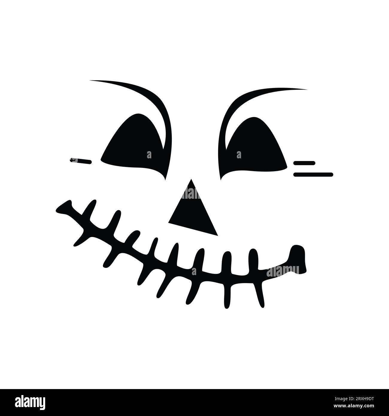 Icône Black Creepy visage expression Vector - Illustration faciale effrayante et inquiétante Illustration de Vecteur