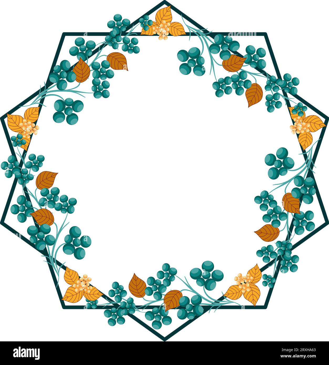 Cadre décoratif d'automne avec des feuilles et des baies. Illustration vectorielle Illustration de Vecteur