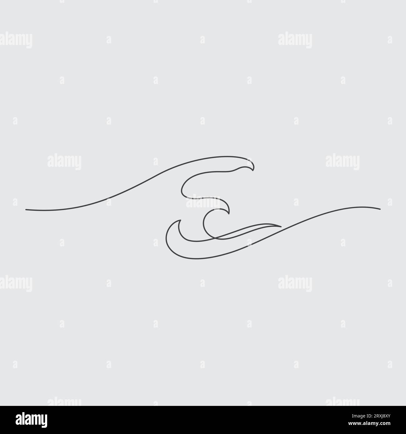 illustration vectorielle minimaliste de l'ondulation des vagues de mer éclaboussant l'art de la ligne Illustration de Vecteur