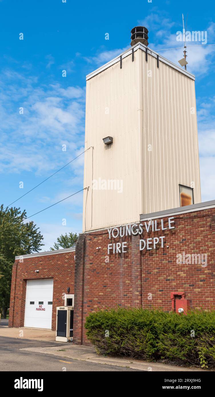 Le bâtiment de la station de pompiers volontaires de Youngsville à Youngsville, Pennsylvanie, États-Unis Banque D'Images