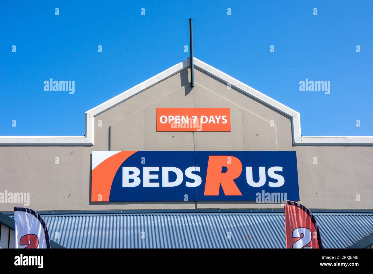 Befds R US signe sur la façade de la boutique, Tamworth Australie. Banque D'Images