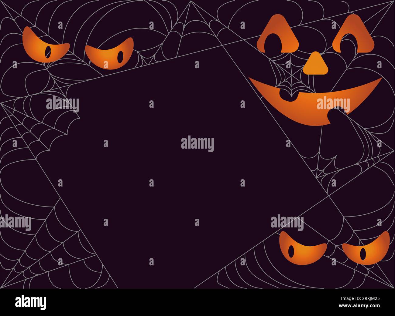 Motif de cadre avec la toile d'araignées effrayantes sur fond sombre pour la décoration de cartes de voeux d'Halloween Illustration de Vecteur