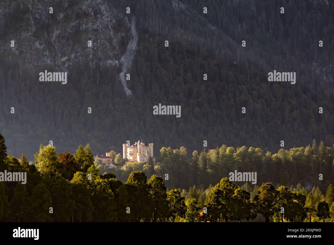 Château de Hohenschwangau en haut de la montagne, Allemagne. Schloss