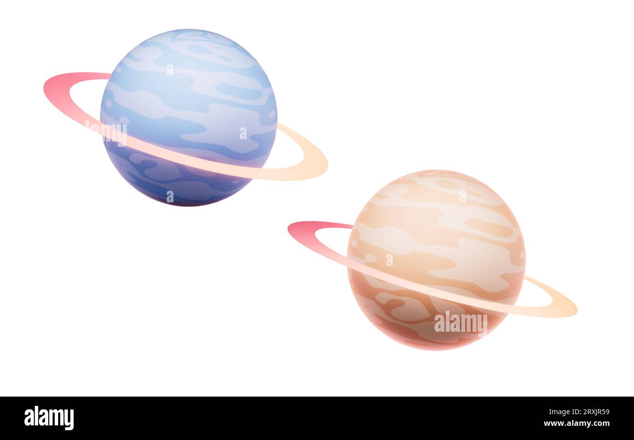 Planète avec style de dessin animé, rendu 3D. Dessin numérique. Banque D'Images