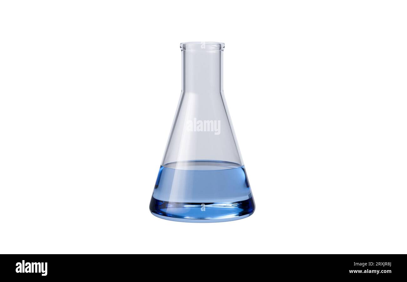 Flacon conique pour verrerie chimique, rendu 3D. Dessin numérique. Banque D'Images