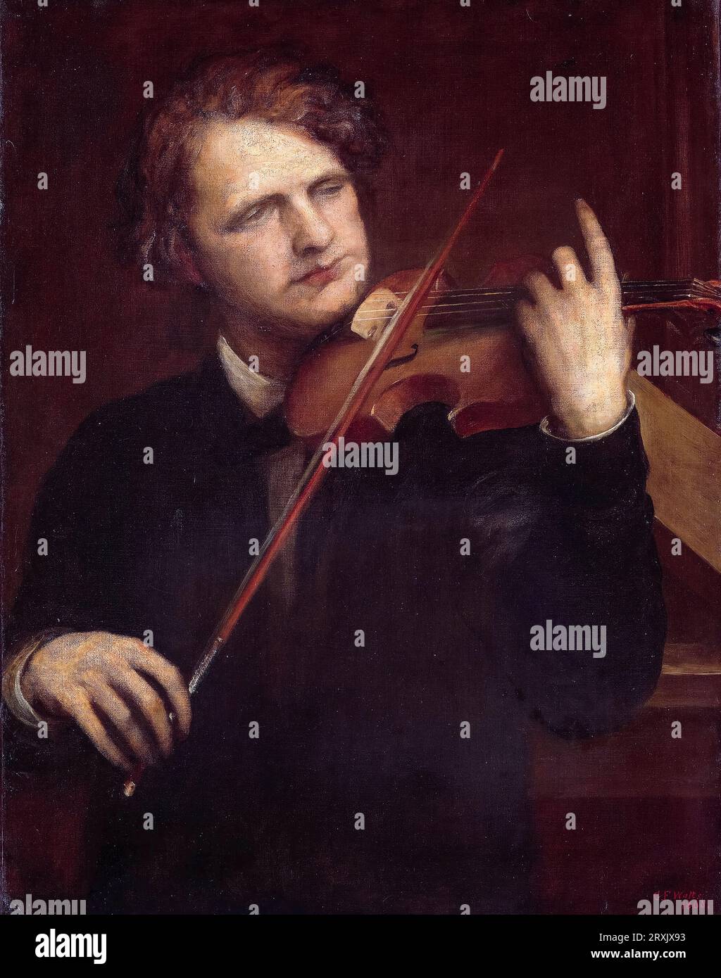 A Lamplight Study : Herr Joachim (Joseph Joachim, 1831-1907, violoniste hongrois, chef d'orchestre et compositeur), portrait à l'huile sur toile par George Frederic Watts, 1868 Banque D'Images