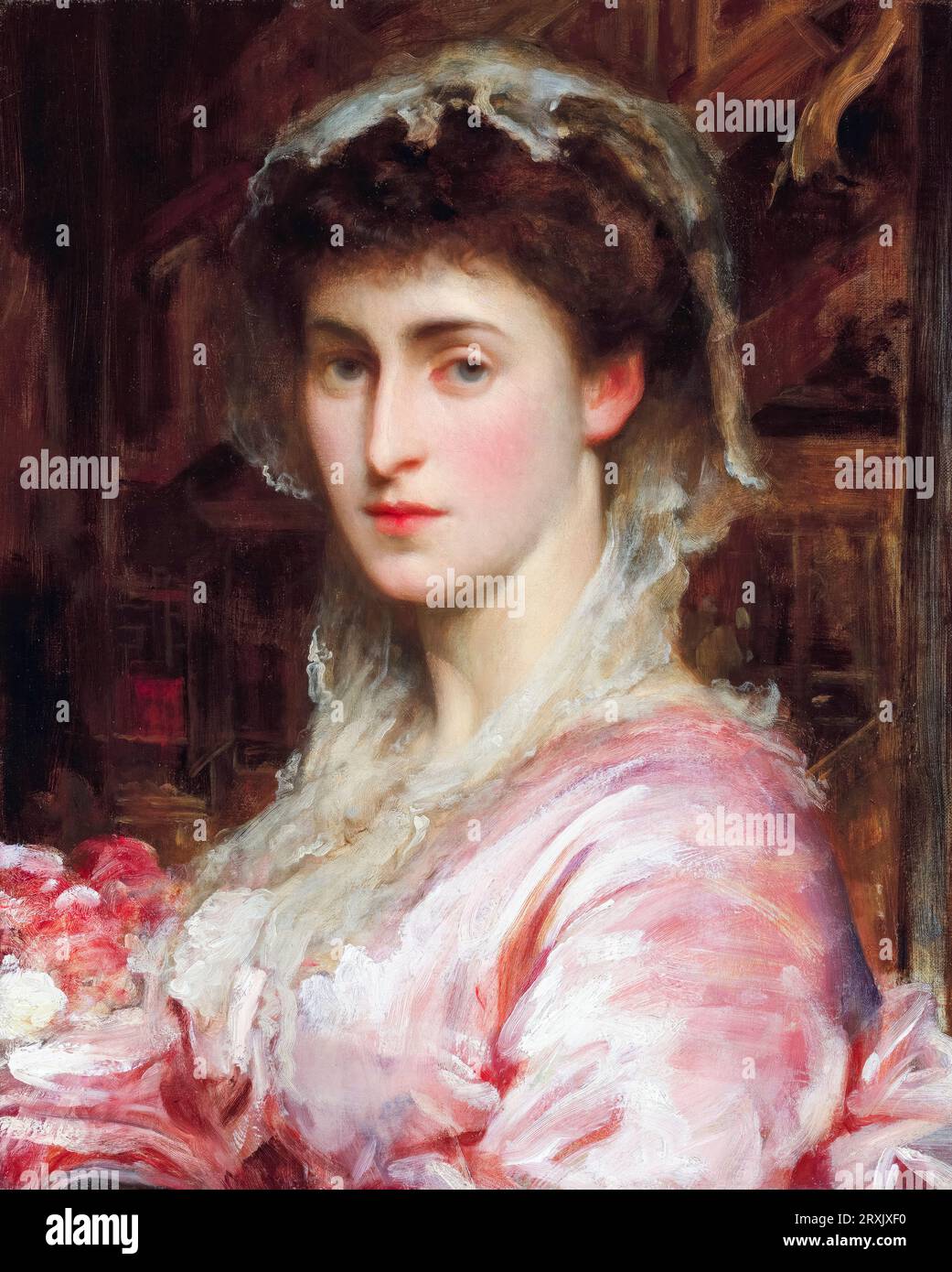 Portrait de May Sartoris (1845-1925) Mme Henry Evans Gordon, peinture à l'huile sur toile de Frederic Leighton, 1870-1875 Banque D'Images
