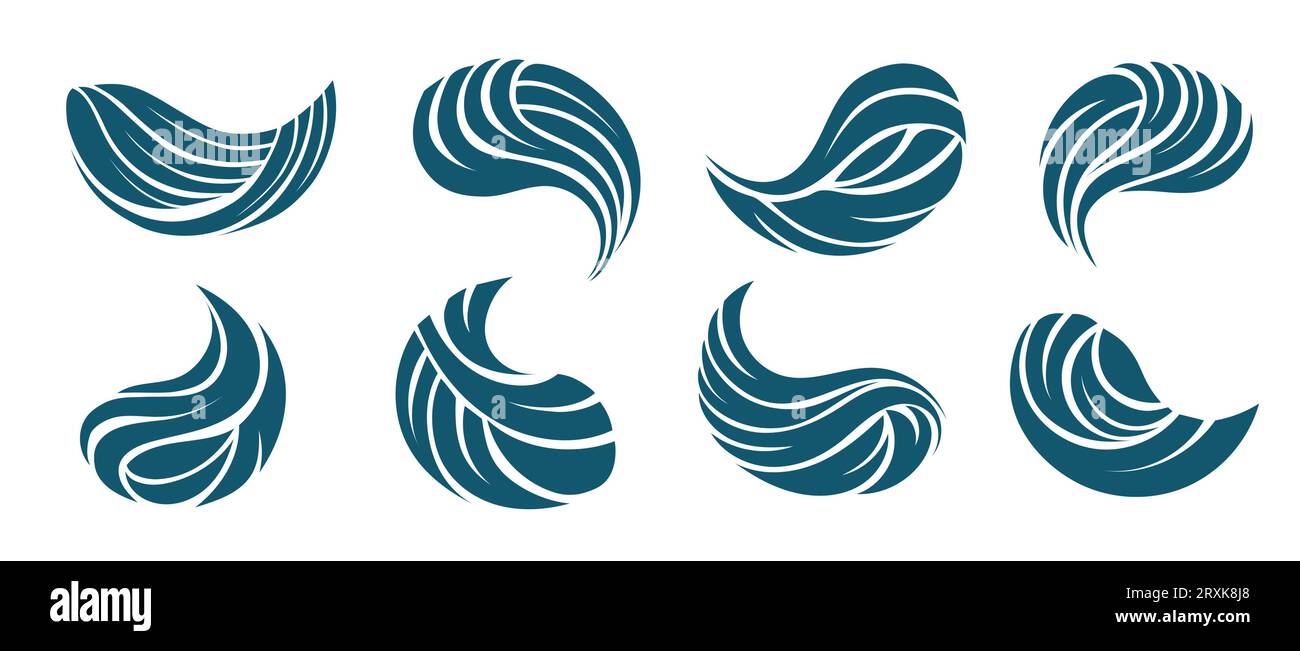 Set Water Wave logo design abstrait Illustration de Vecteur
