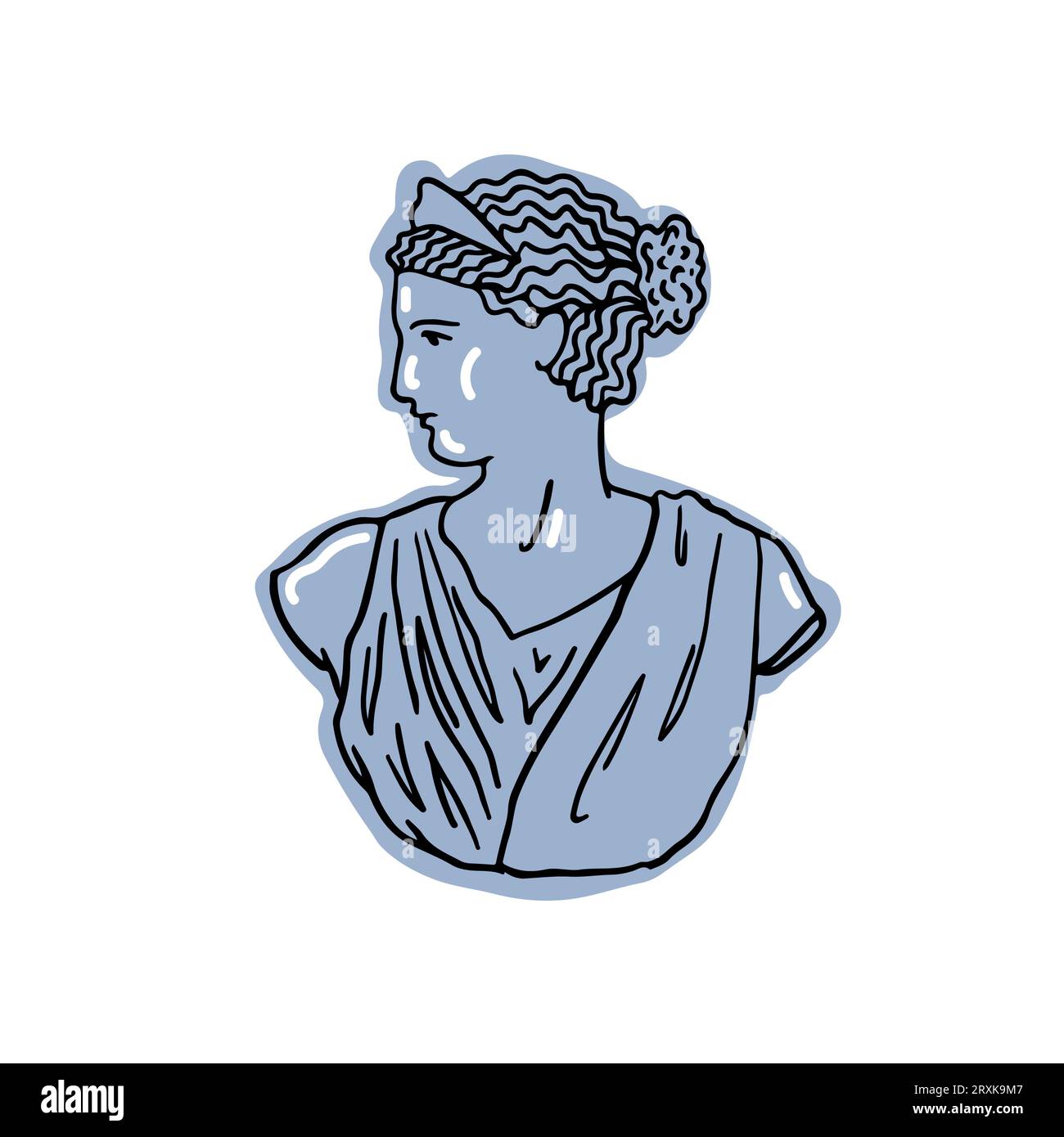 Bleu moderne tendance Ancient Greek Statue Illustration de Vecteur